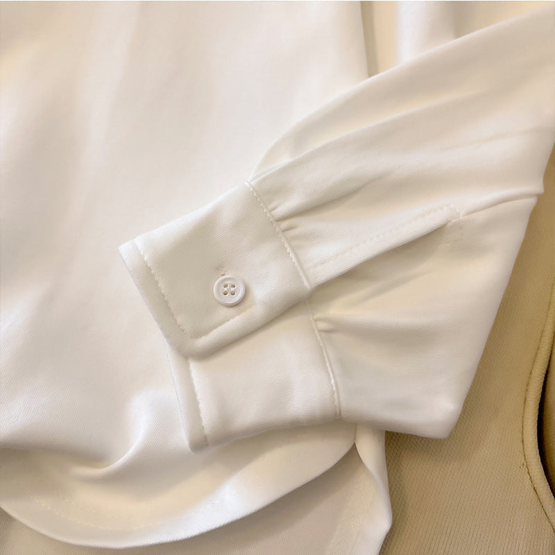 Spring And Autumn Bandage Dress Cotton Base Shirt Mid-length