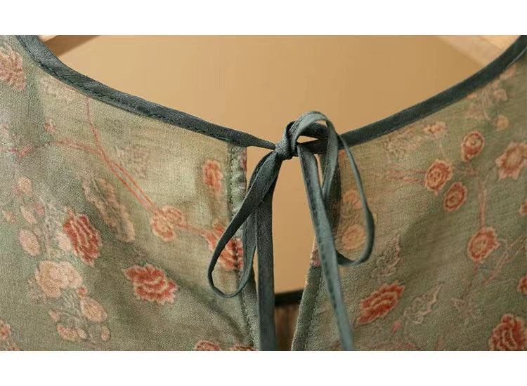 Summer Artistic Vintage Floral Cotton And Linen Shirt