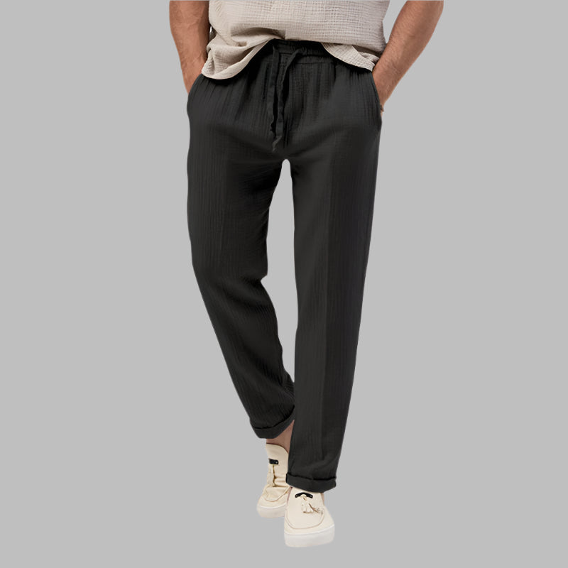Summer Men's Breathable Solid Color Trousers Plus Size Loose Casual Pants