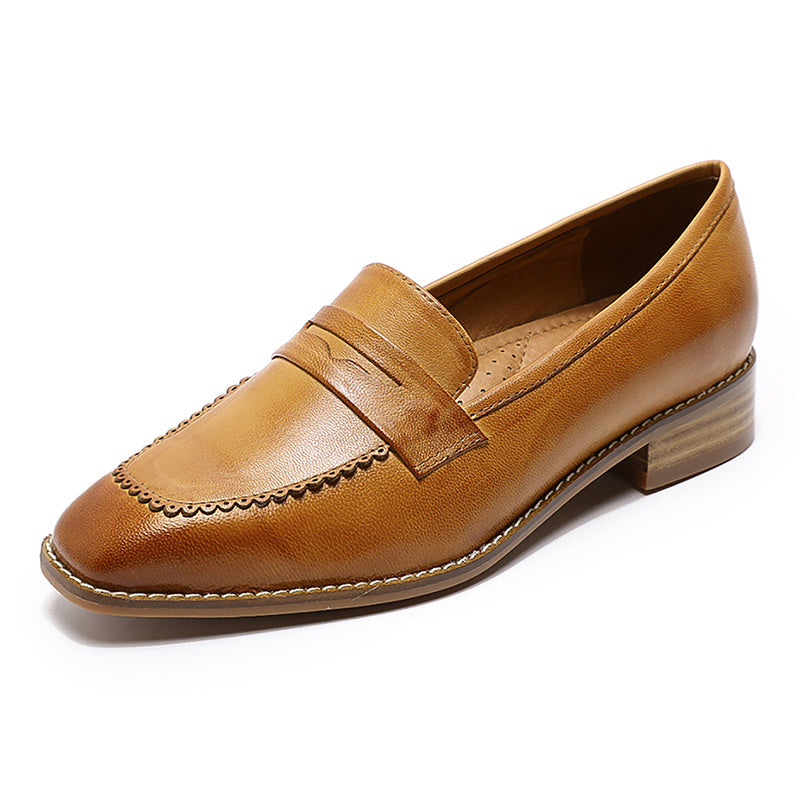 Retro English Style Small Leather Shoes Flat