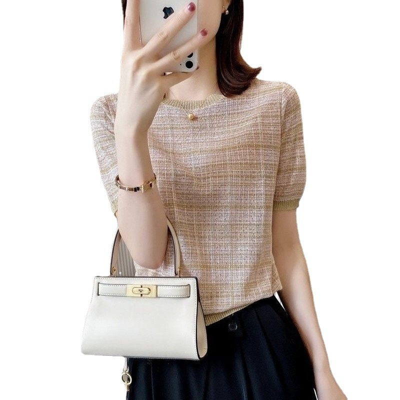 Women's Round Neck Ice Silk Knitwear