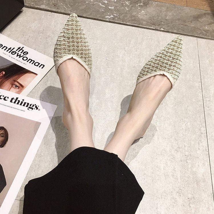 Women's Pointed Mid-heel Sandals And Slippers