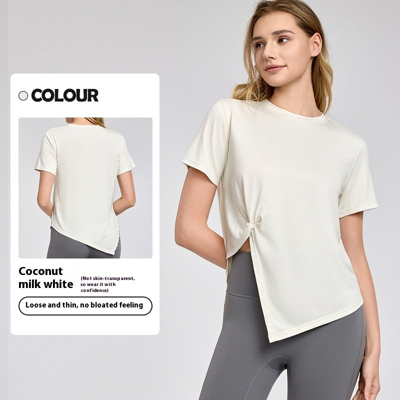 New Yoga Wear Short Sleeve Split Breathable Exercise Top