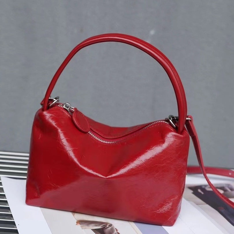 Korean Style Vintage Patent Leather Glossy Shoulder Underarm Bag