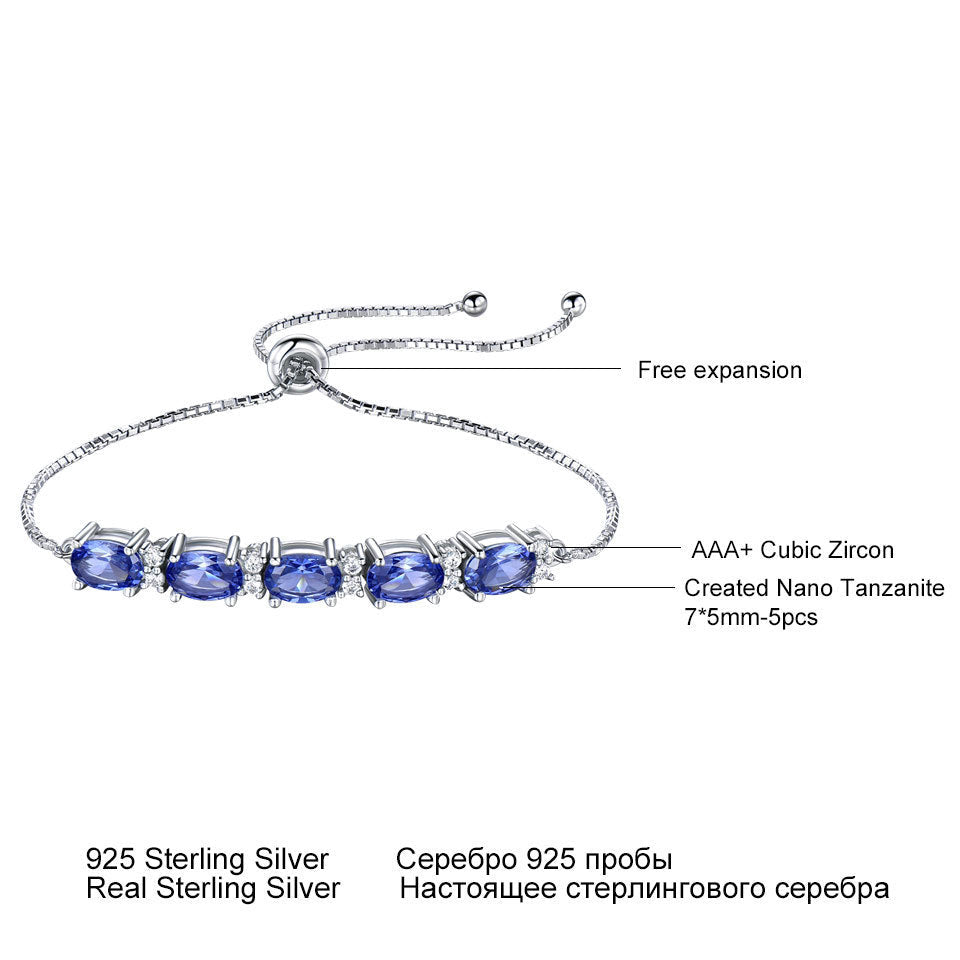 Gemstone Blue Topaz Adjustable Chain Link Bracelet