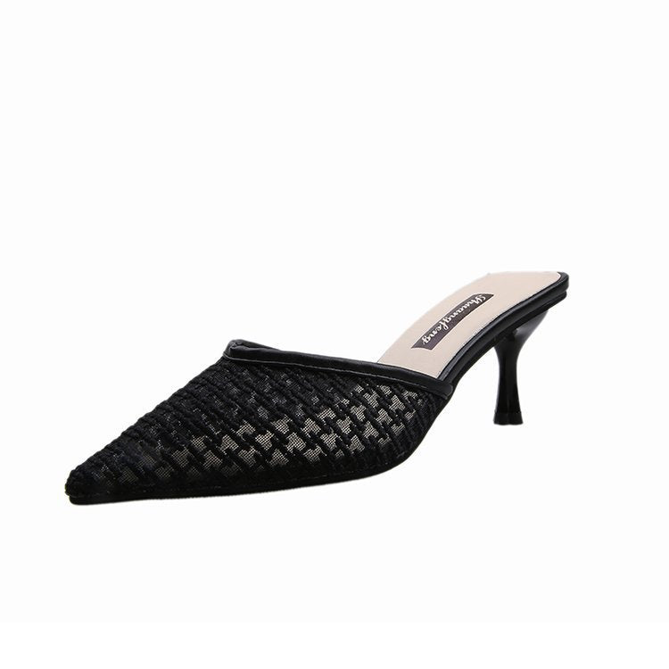 Women's Pointed Mid-heel Sandals And Slippers