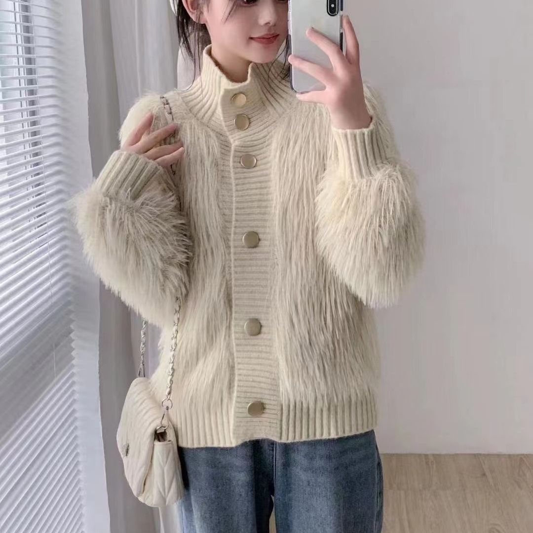 Women's Fashion Stand Collar Outerwear Cardigan Jacket