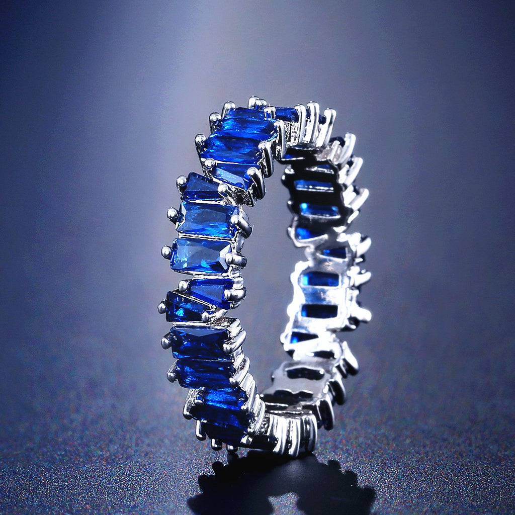 Copper Inlaid AAA Grade Color Zircon Ring For Women