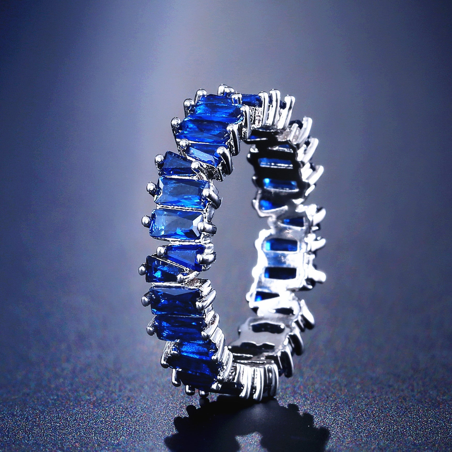 Copper Inlaid AAA Grade Color Zircon Ring For Women