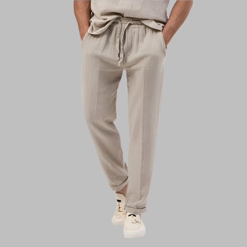 Summer Men's Breathable Solid Color Trousers Plus Size Loose Casual Pants