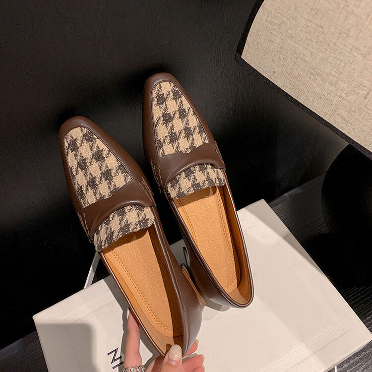 Stylish Vintage Leather Plaid Sandals