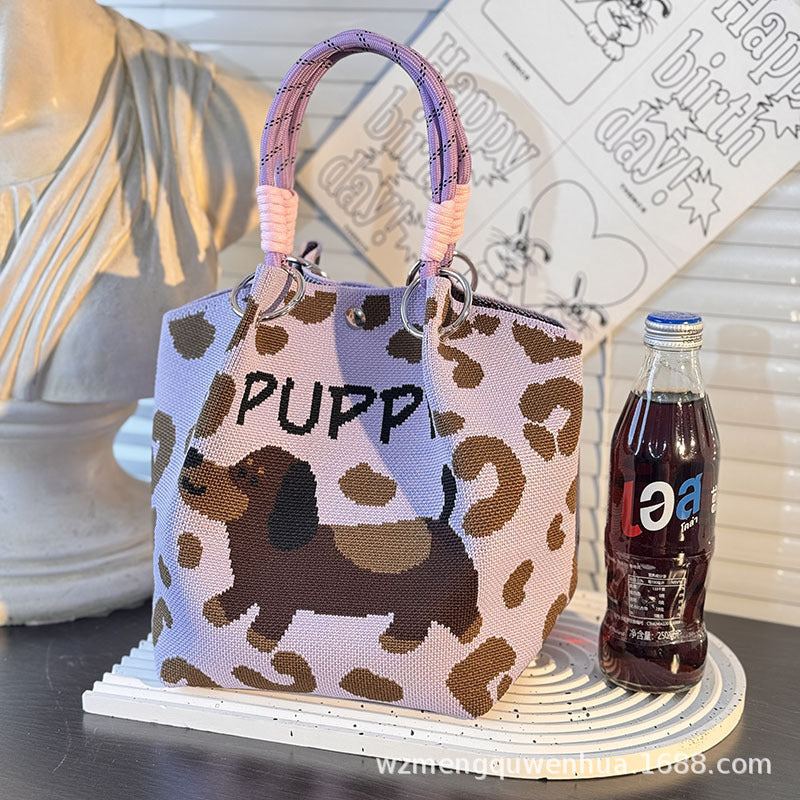 Knitted Buckle Bag Portable Large Capacity