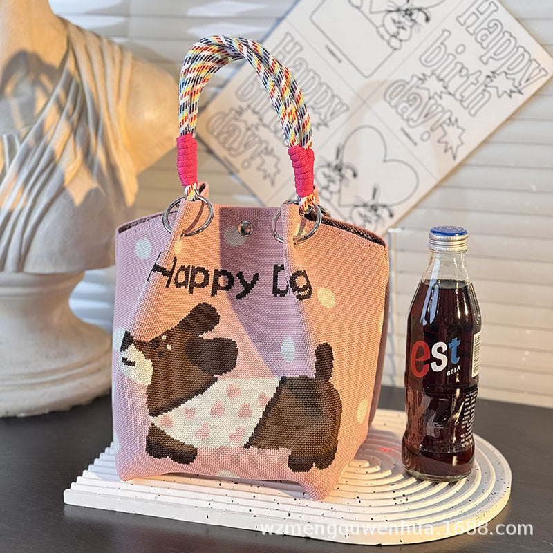 Knitted Buckle Bag Portable Large Capacity