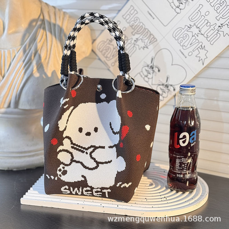 Knitted Buckle Bag Portable Large Capacity