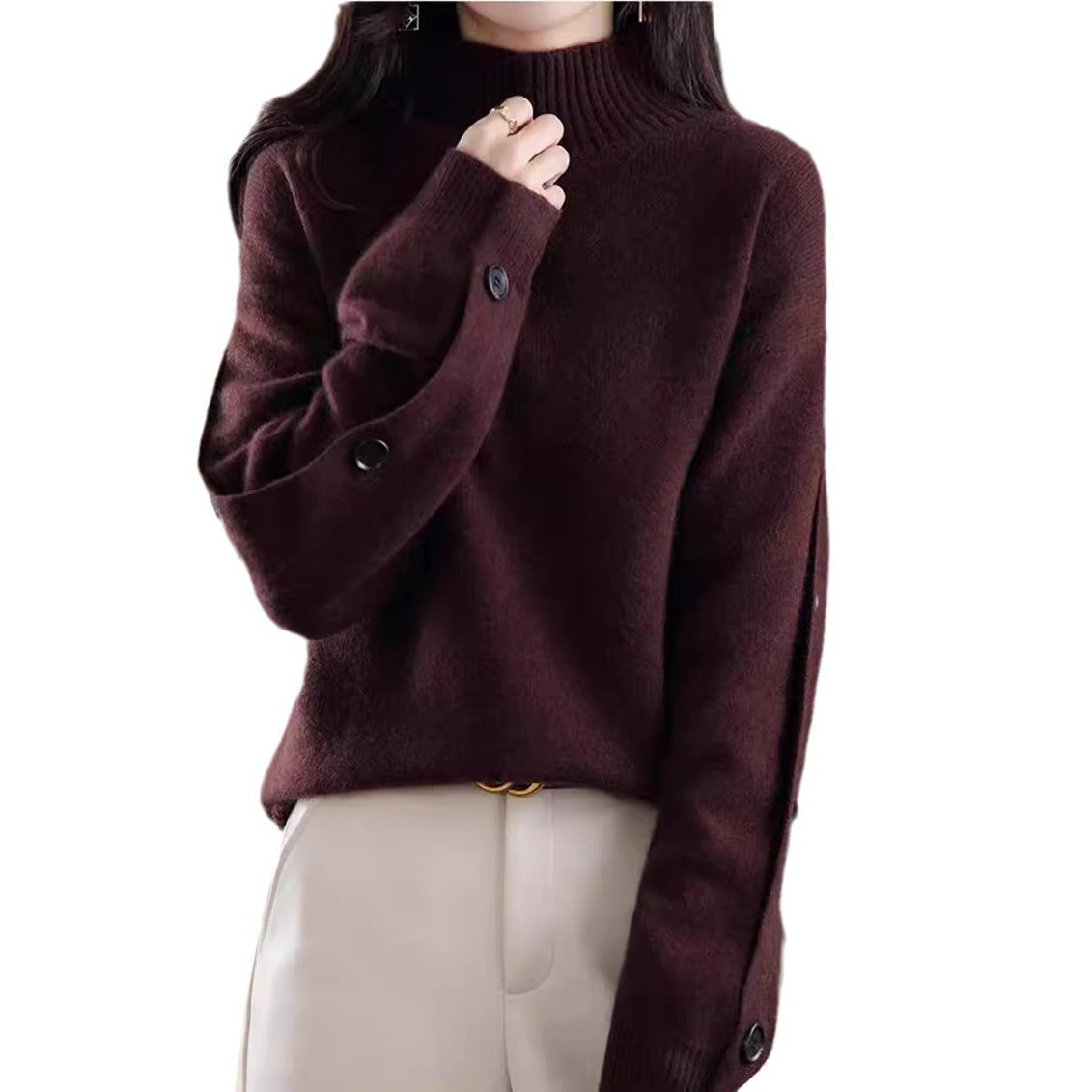 Half Turtleneck Bottoming Sweater For Women