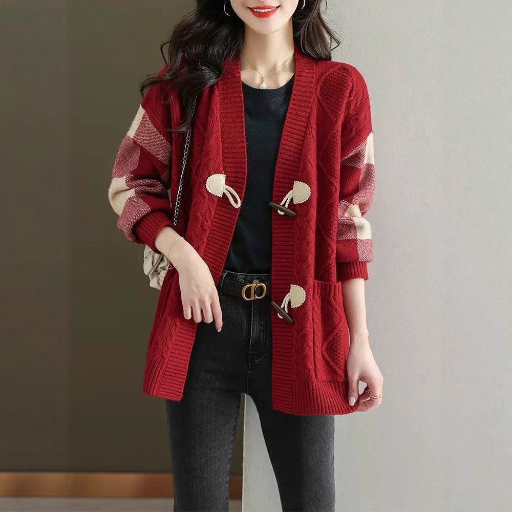Women's Mid-length Knitted Cardigan Autumn And Winter
