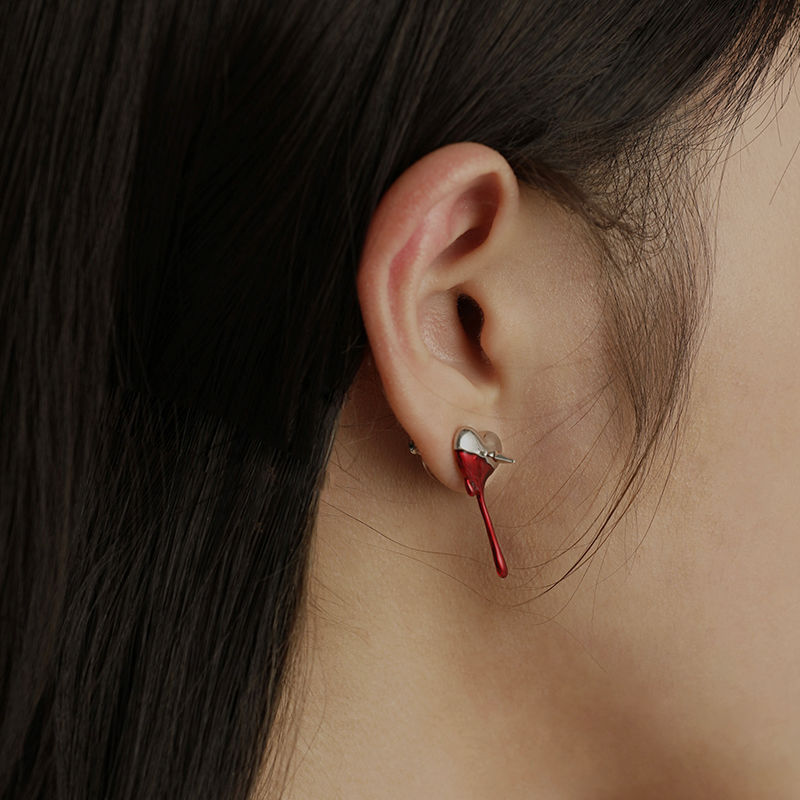 Small Melting Tears Love Blood Stud Earrings