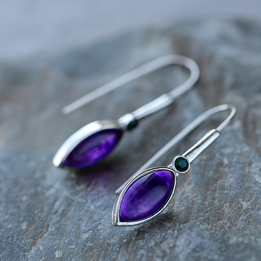 Vintage Horse Eye Amethyst Earrings For Women