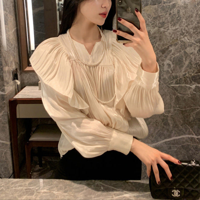 Elegant Temperament French Retro Design Shirt Women