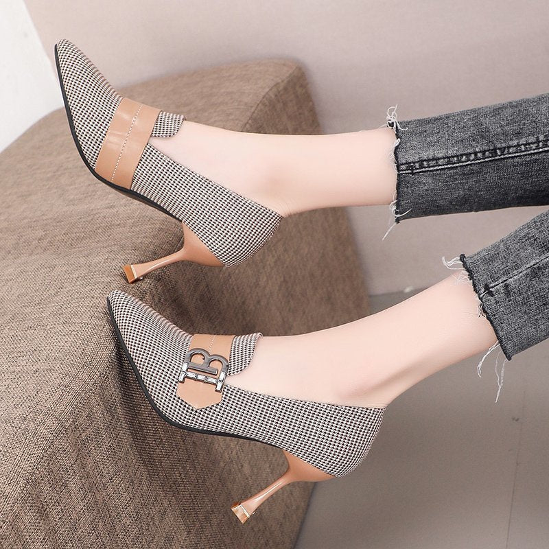 Sweet Belt Buckle Fashion All-match Pointed Temperament Stiletto Shoes