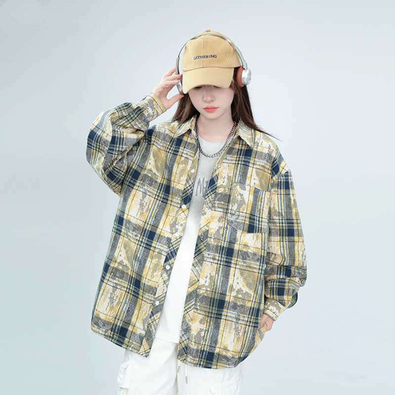 Embroidered Tie-dyed Long-sleeved Shirt Men's And Women's Coats