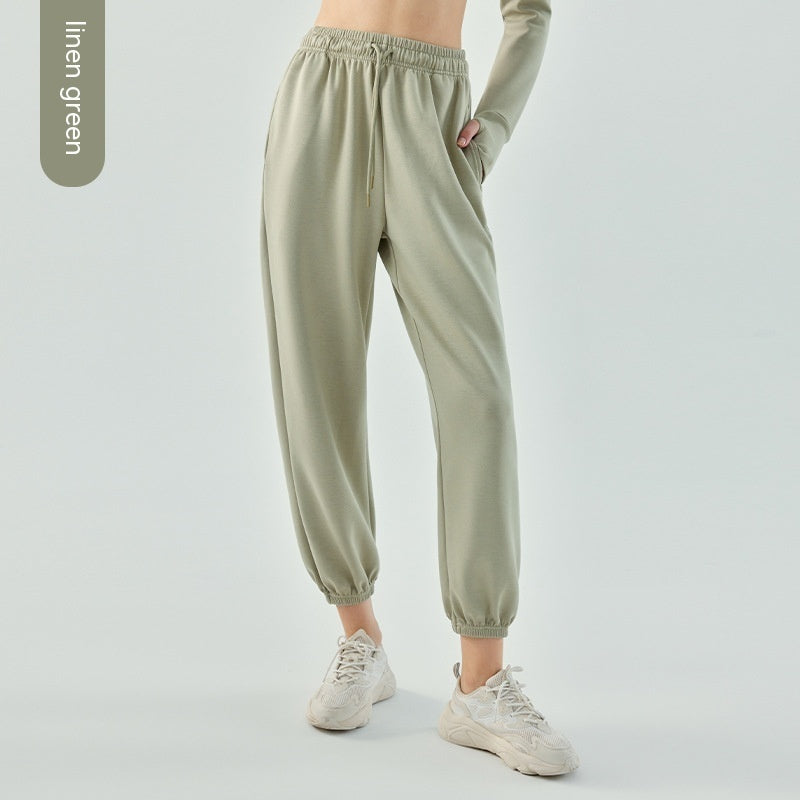 Women's Air Layer Ankle-tied Yoga Leisure Sports Breathable Quick-drying Wide-leg Pants
