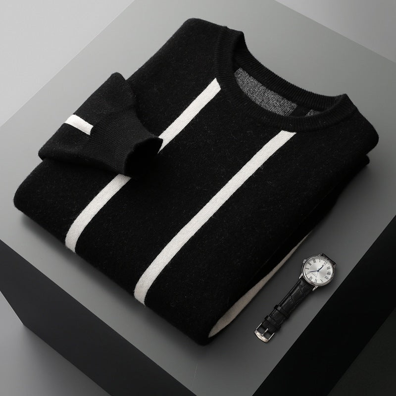 Men's Round Neck Autumn And Winter Thickening Knitted Sweater Loose Casual Wool Tops