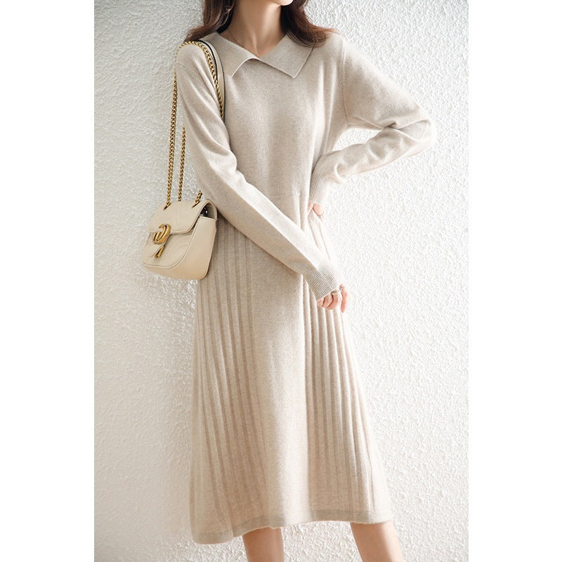 Wool Knitted Dress Fashion Strip Versatile Dress