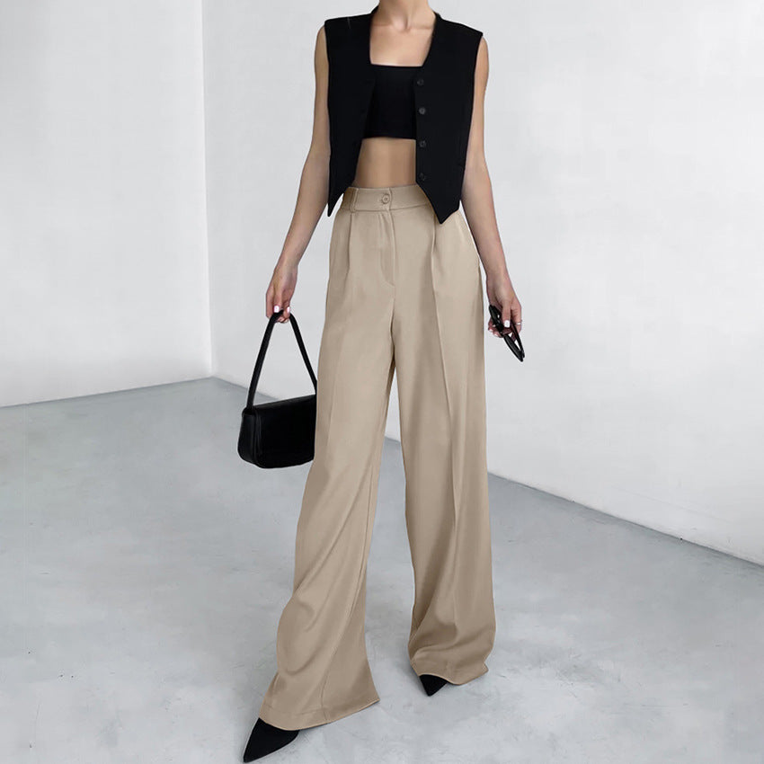 Women's Pure Color Temperament All-matching Casual Trousers