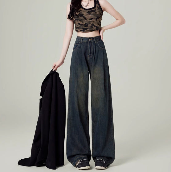 High Waisted Petite Straight Wide Leg Trousers