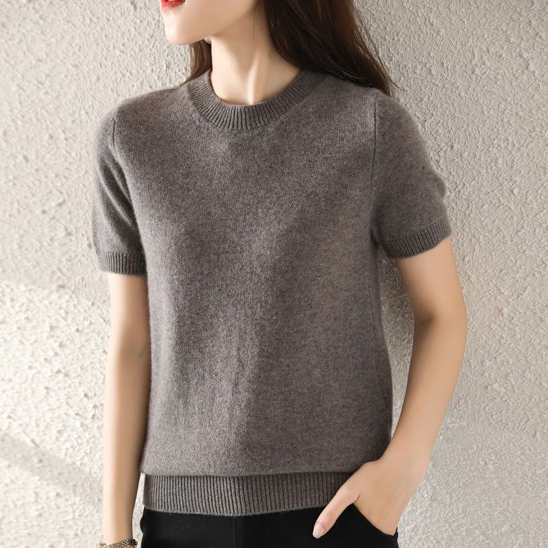 Slim-fitting Simple Bottoming Needle Sweater Top Round Neck Trend