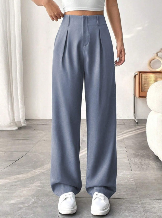 Autumn And Winter High Waist All-matching Wide Leg Leisure Suit Pants For Women