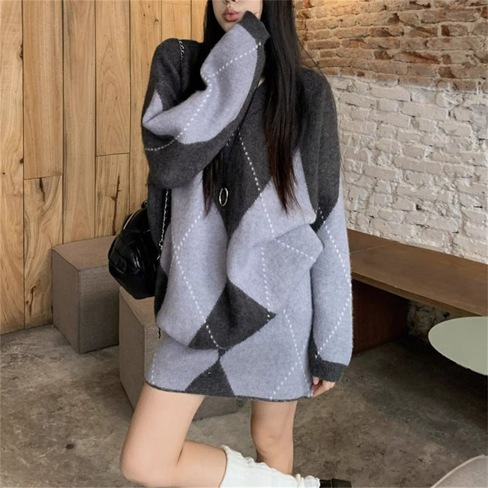 Fashionable Knitted A- Line Short Skirt Two-piece Set For Women