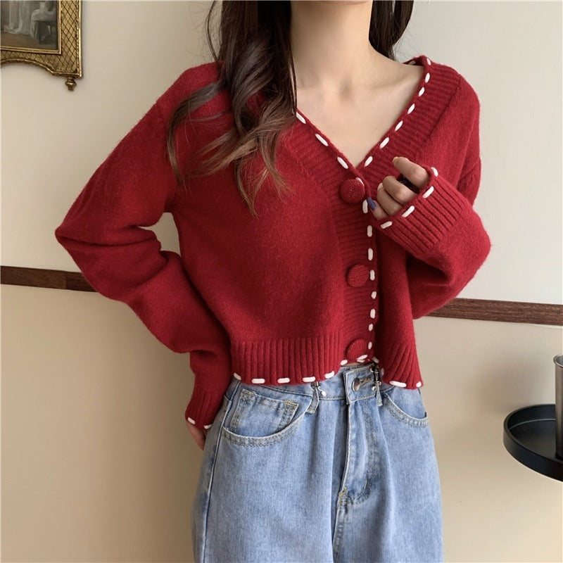 Knit Cardigan Chic Design Female Sweater Coat