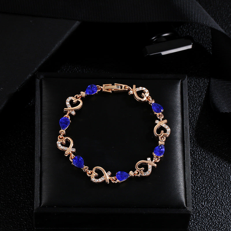 Hollow Love Bracelet With Rhinestones Heart-shaped Bracelet