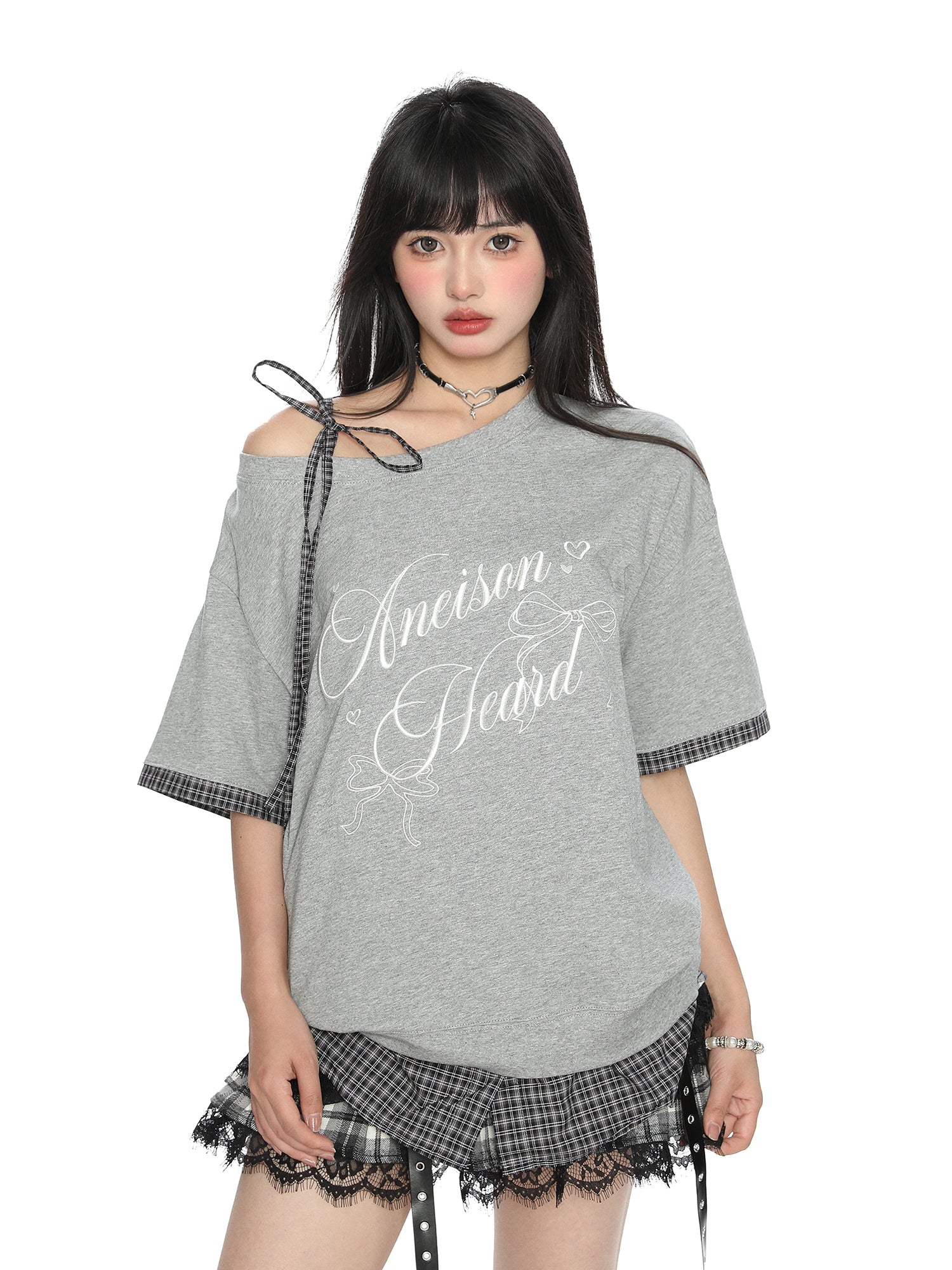 Women's Short-sleeved T-shirt With Bow Letters