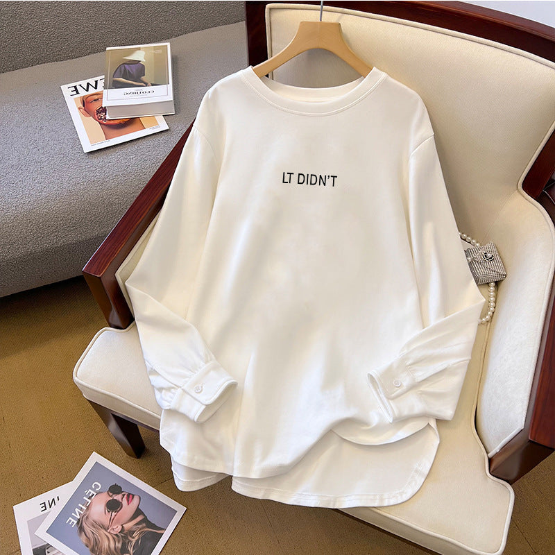 Spring And Autumn Bandage Dress Cotton Base Shirt Mid-length