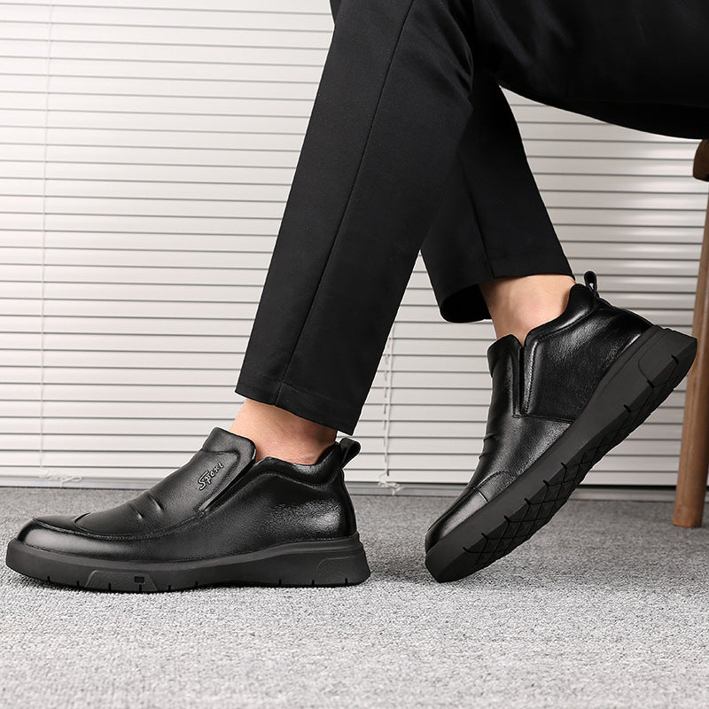 Fashion Men's Casual Wear-resistant Cowhide Shoes