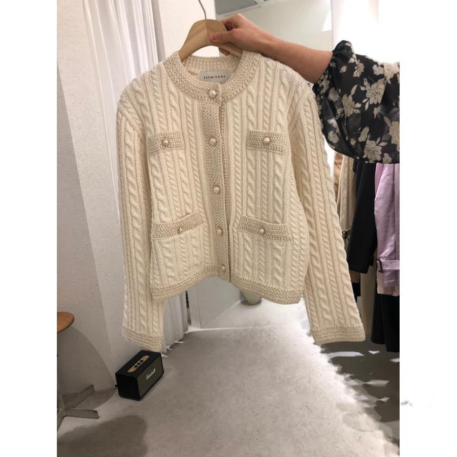 Twist Cardigan Knit Sweater Outer Wear Autumn And Winter Sweater Women