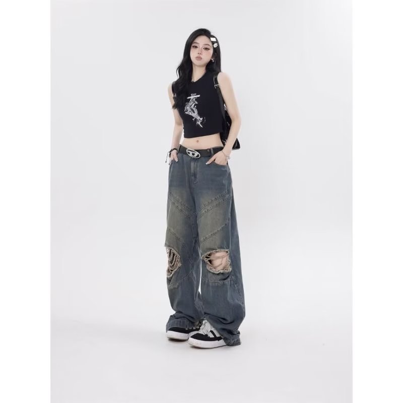 Retro Loose Casual Straight-leg Trousers Women