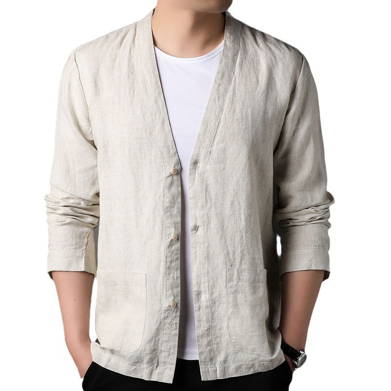 Long Sleeve V-neck Shirt Casual Outdoor Men's Tops