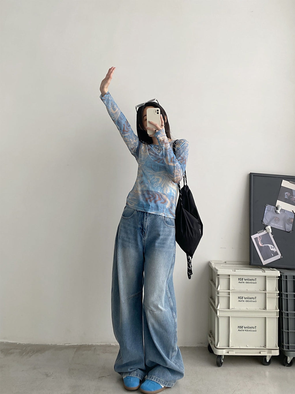 Retro Straight White Jeans Women's Loose Wide-leg Pants