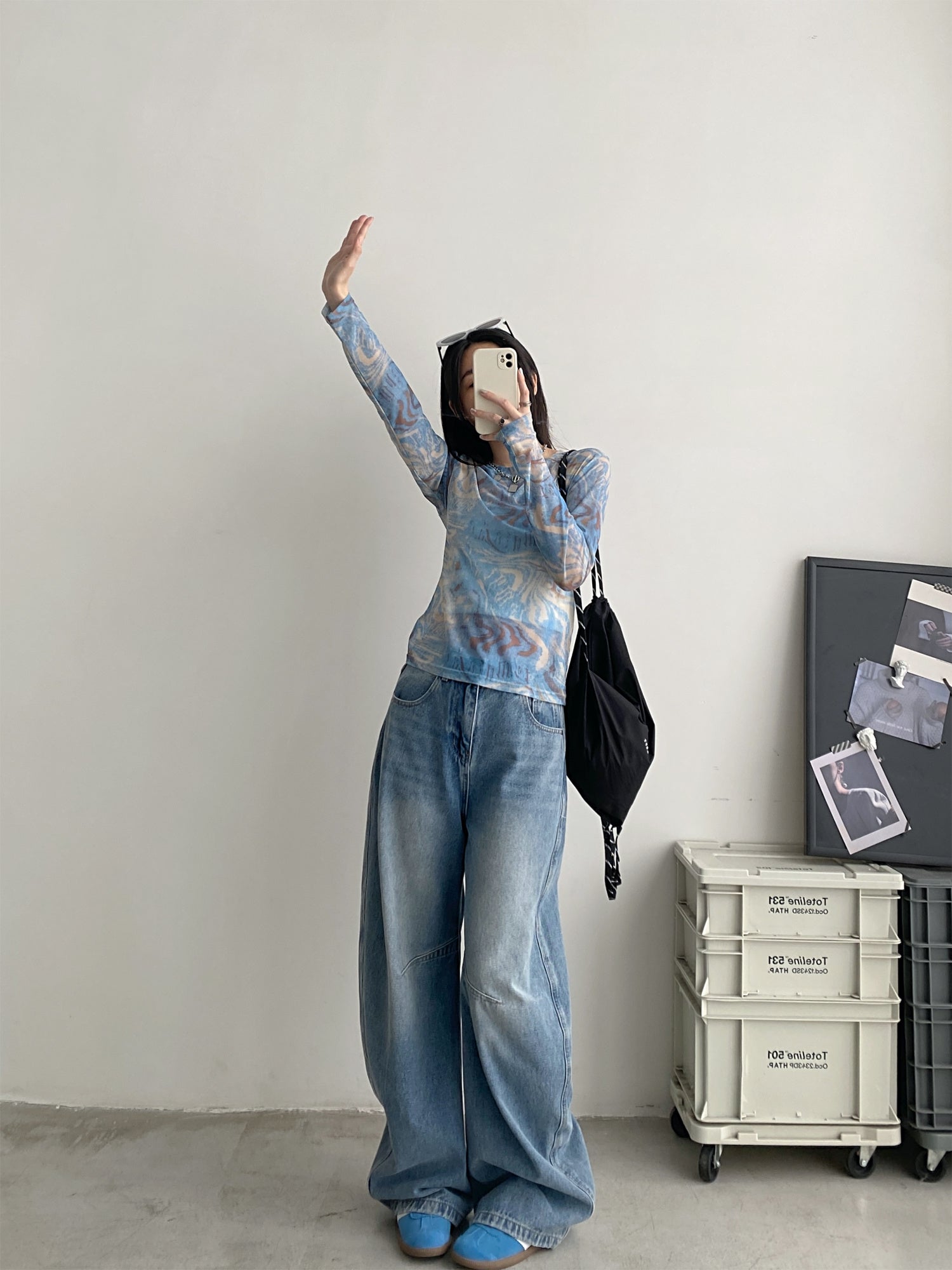 Retro Straight White Jeans Women's Loose Wide-leg Pants