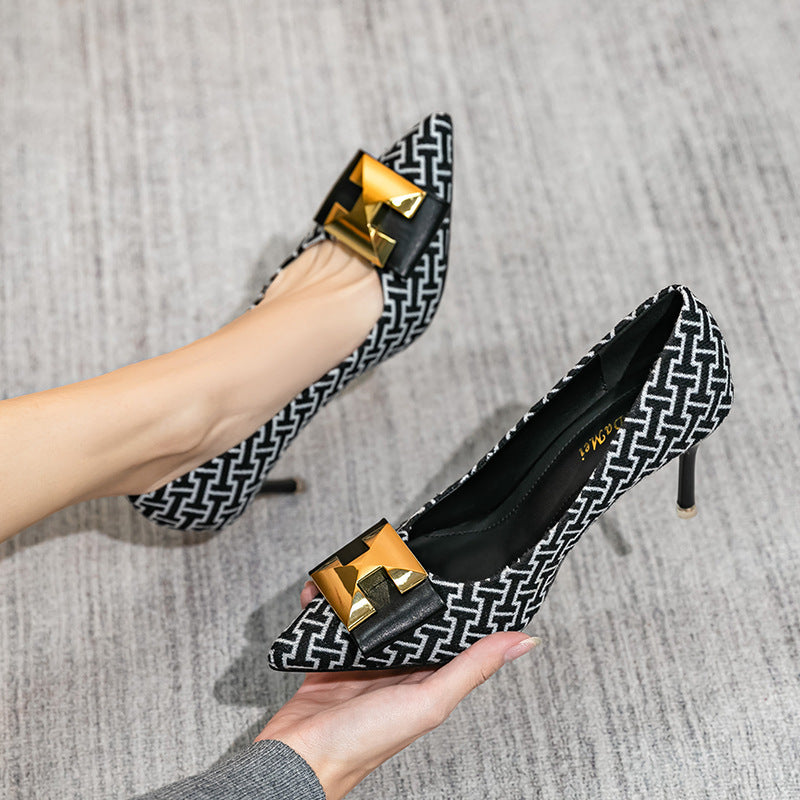 Small Town Style High Heels Women's Style Pointed Toe Stiletto