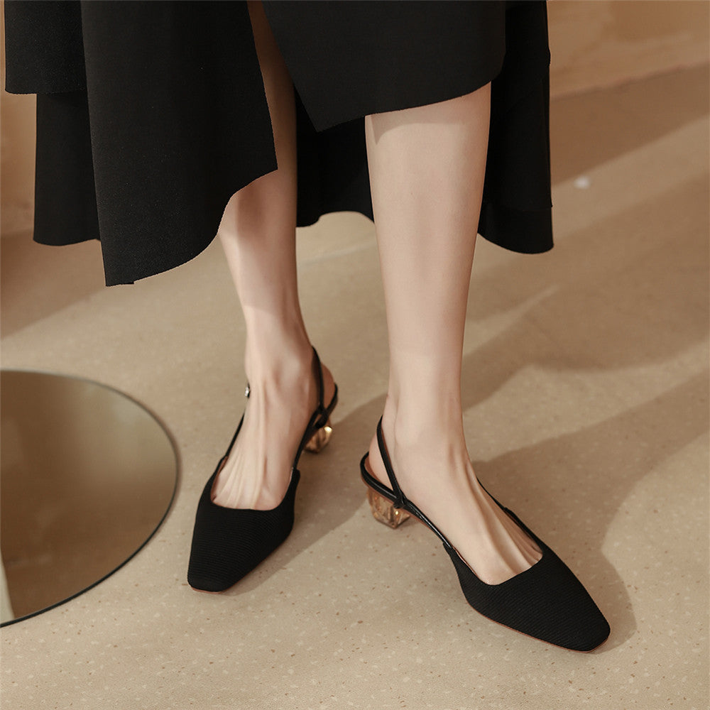 Simple Women's Square Toe Medium Thick Toe Toe Sandals