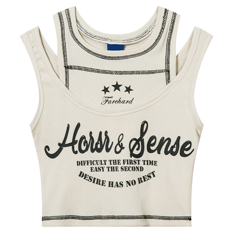 Women's Letter Halter Short Sleeveless T-shirt