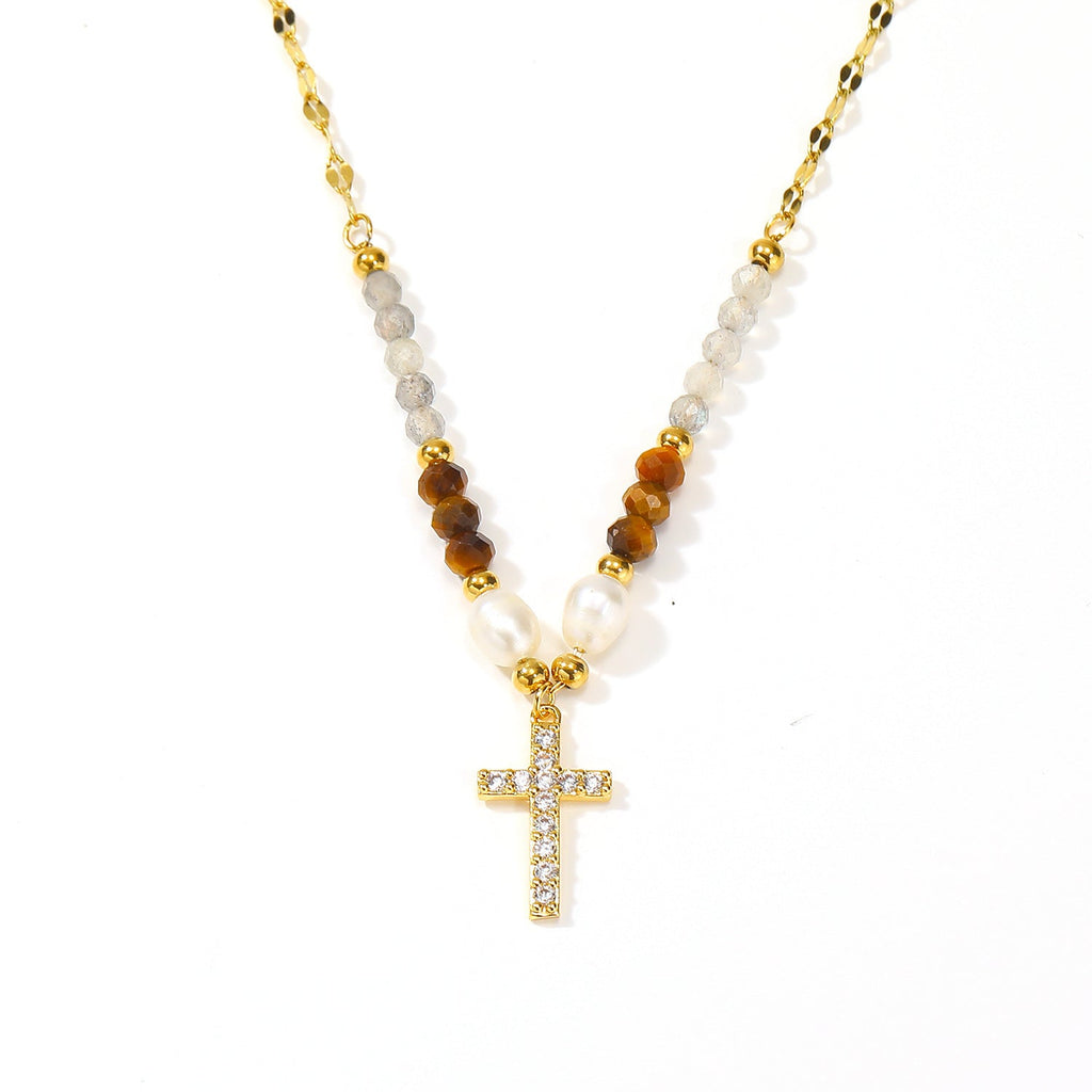American Ins Niche Design Beaded Cross Clavicle Chain