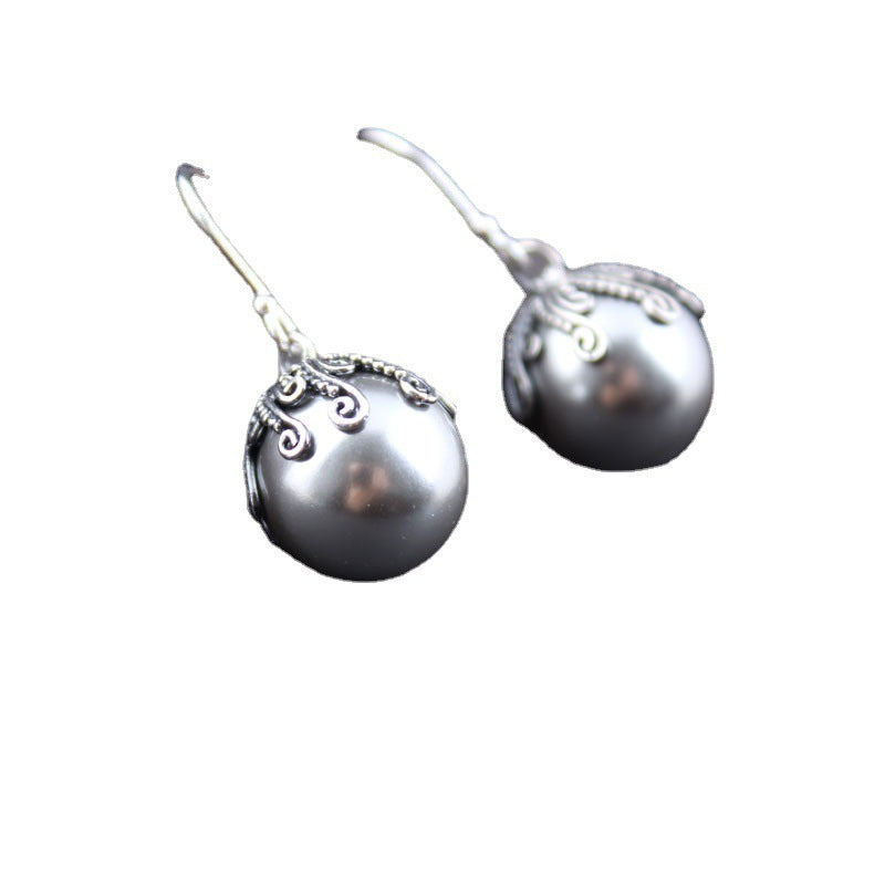 Retro Ethnic Style Shell Pearl Earrings Women