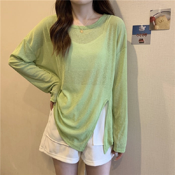 Thin Micro-transparent Split Sun Protection Long Sleeve