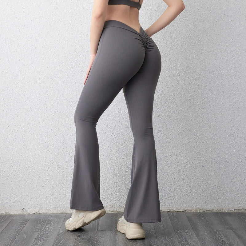 High-waist Quick-drying Fitness Sports Wide Legs Bootcut Trousers